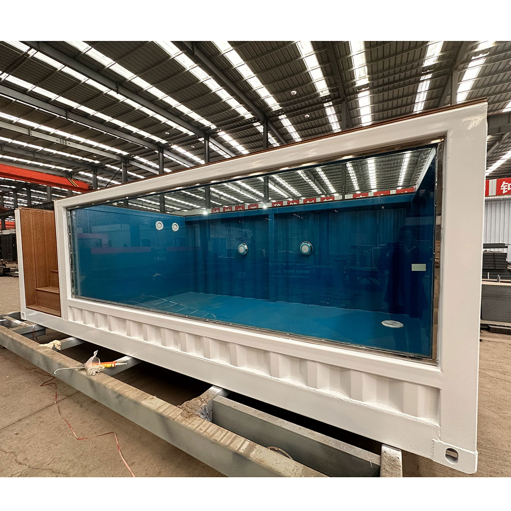 Piscina Contenedor con Ventana de Cristal — Elevada, Moderna, Lista para Instalar