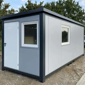 Contenedor habitacional totalmente equipado, con cocina, baño, ducha y WC