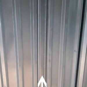Contenedor de materiales MC4, galvanizado, Al. 2090 × An. 2142 × Pr. 3882 mm, puerta lateral de dos hojas