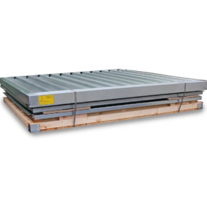 Contenedor de materiales MC 1200, galvanizado, desmontado, con suelo de madera, 2100 x 2170 x 2150 mm, puerta de un batiente en el lado de 2 m