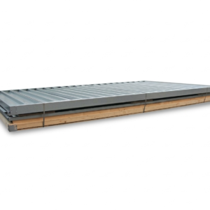 Contenedor de materiales MC 1400, galvanizado, desmontado, con suelo de madera, 4050 × 2170 × 2150 mm, puerta de una hoja en el lateral de 4 m
