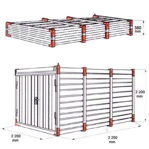 Contenedor de almacenamiento LC2, galvanizado, con puerta de dos hojas, Al. 2190 × An. 2180 × Pr. 2230 mm