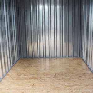 Contenedor de materiales MC3, lacado en RAL 6005 verde musgo, Al. 2090 × An. 2142 × Pr. 2950 mm, puerta frontal de una hoja