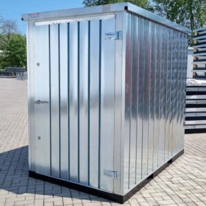 Contenedor de materiales MC1 galvanizado, Al. 2090 × An. 1500 × Pr. 2280 mm, puerta frontal de una hoja