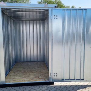 Contenedor de materiales MC1 galvanizado, Al. 2090 × An. 1500 × Pr. 2280 mm, puerta frontal de una hoja