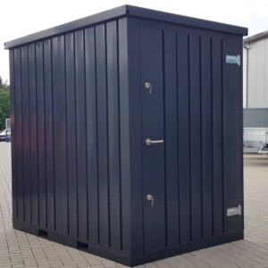 Contenedor de materiales MC1, lacado en RAL 7021 gris negro, Al. 2090 × An. 1500 × Pr. 2280 mm, puerta frontal de una hoja