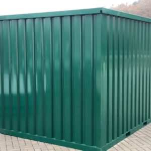 Contenedor de materiales MC3, lacado en RAL 6005 verde musgo, Al. 2090 × An. 2142 × Pr. 2950 mm, puerta frontal de una hoja