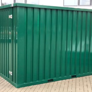 Contenedor de materiales MC3, lacado en RAL 6005 verde musgo, Al. 2090 × An. 2142 × Pr. 2950 mm, puerta frontal de una hoja