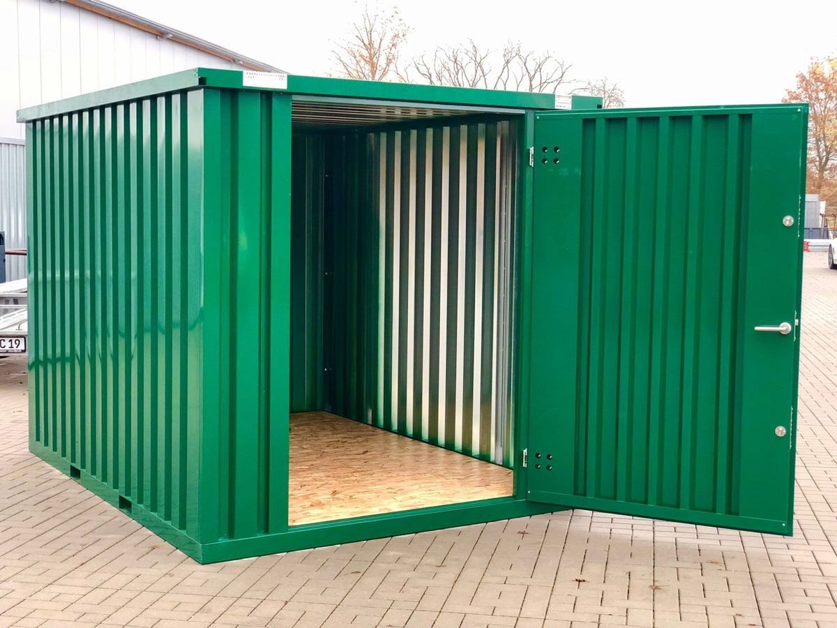 Contenedor de materiales MC3, lacado en RAL 6005 verde musgo, Al. 2090 × An. 2142 × Pr. 2950 mm, puerta frontal de una hoja - Imagen 3