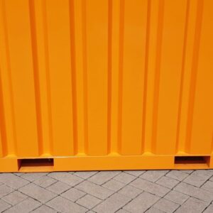 Contenedor de materiales MC4, lacContenedor de materiales MC4, lacado en RAL 2011 naranja intenso, Al. 2090 × An. 2142 × Pr. 3882 mm, puerta frontal de dos hojasado RAL 2011 naranja oscuro, A 2090 x An 2142 x P 3882 mm, puerta frontal de dos batientes