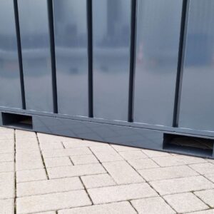 Contenedor de materiales MC4, lacado en RAL 7016 gris antracita, Al. 2090 × An. 2142 × Pr. 3882 mm, puerta frontal de dos hojas
