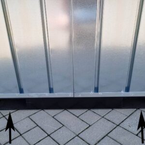 Contenedor de materiales MC4, galvanizado, Al. 2090 × An. 2142 × Pr. 3882 mm, puerta lateral de dos hojas