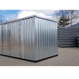 Contenedor de materiales MC4, galvanizado, Al. 2090 × An. 2142 × Pr. 3882 mm, puerta lateral de dos hojas