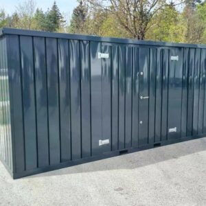 Contenedor de materiales MC6, lacado en RAL 7016 gris antracita, Al. 2090 × An. 2142 × Pr. 5882 mm, puerta lateral de dos hojas