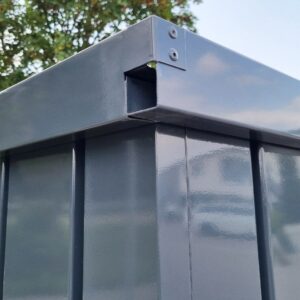 Contenedor de materiales MC6, lacado en RAL 7016 gris antracita, Al. 2090 × An. 2142 × Pr. 5882 mm, puerta lateral de dos hojas