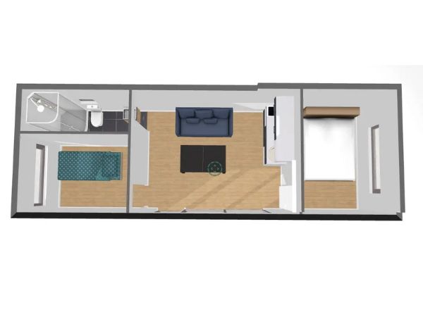 Tiny House 10 × 3,5 m – 35 m² con Terraza – Estilo Cabaña con Altillo - Imagen 5