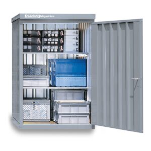 FLADAFI® Caja de almacenamiento MB 8 galvanizada, montada, con suelo